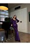 Single Breasted Stone Glitter Velvet Evening Dress Purple 583116