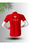 Tesla Logo Printed Polo Neck Cotton T-Shirt - 2