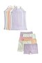 6-Piece Girls' Cotton Mixed Color Ribbed High-Quality Soft Undershirt and Boxer Set