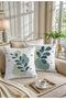 Bohemian Boho Themed Green and White Colored Decorative Gift 4-Piece Sofa Cushion - Throw Pillow Cover Set - 3