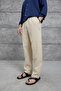 Men's Beige Muslin Fabric Baggy Fit Linen Bottom
