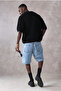 Men's Baggy Fit Denim Shorts Navy Blue - 5