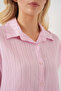 Women's Striped Short Sleeve Shirt 20327 - Pink - 5