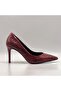 Nadia Burgundy Snake Printed Real Leather Stiletto – 9 cm Heel - 4