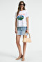 Kariva women's bicycle collar short sleeve front print detailed regular fit white t-shirt - 5