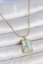 316L Steel Gold Color Chain Blue Enamel Pearl Flower Embroidered Portrait Model Women's Necklace