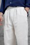 Men's White Summer Muslin Linen Blended Fabric Relaxed Cut Pantalon - 2