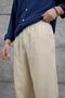 Men's Beige Summer Muslin Linen Blended Fabric Relaxed Cut Pantalon - 2