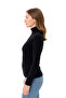 Women's Black Half Turtleneck Long Sleeve Viscose Blouse - 3