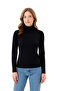 Women's Black Half Turtleneck Long Sleeve Viscose Blouse