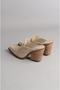 Seç 8039 Genuine Leather Heel Western Slippers (Heel Height: 9 cm) Mink Suede - 5