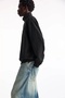    Oversize Half Zip Collar Basic Sweatshirt - Black - 4