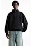    Oversize Half Zip Collar Basic Sweatshirt - Black - 5