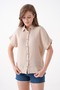 100% Cotton Button Detail Summer Muslin Bat Shirt Bluz Mg-204 - 3