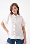 100% Cotton Button Detail Summer Muslin Bat Shirt Bluz Mg-204 - 5