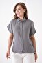 100% Cotton Button Detail Summer Muslin Bat Shirt Bluz Mg-204 - 2