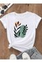 Flower Printed Cotton Circle Neck Normal Fit Short Sleeve Women's and Children's Tshirt