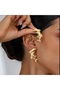 Quingda 1 Pair Stylish Gold Whale Tail Stud Earrings for Women - 2