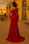 One Shoulder Asymmetrical Neckline Maxi Length Evening Dress - 3