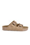 Beige Double Striped Anatomical Women's Slippers