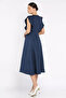 Navy Blue Women's Crew Neck Kilos Dress - 3