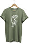 Moto Is Life Printed Biker 100% Cotton Regular Fit Crew Neck Premium Khaki T-Shirt
