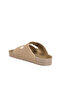 Beige Double Striped Anatomical Women's Slippers - 4