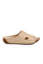 Beige Genuine Leather Women's Slippers 012 Z