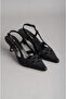 Seç 2536 Genuine Leather Heel Women's Shoes Black