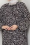 Square Neck Plus Size Viscose Mother's Dress Brown White - 4
