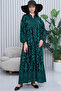 Women's Katkat Patterned Plus Size Viscose Hijab Dress Green - 3