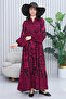 Women's Katkat Patterned Plus Size Viscose Hijab Dress Fuchsia - 3