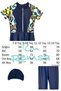 Uv Protection Skirted Leggings Short Sleeve Girls Swimsuit Mira 1511 Navy Blue01 Neon - 3