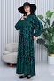 Women's Katkat Patterned Plus Size Viscose Hijab Dress Green - 7