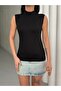 Women's Black Sleeveless Body Half Neck - 3