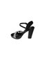 Yazkiş Women's Black Silver Patent Leather 3-Striped Stone 10cm Thick Heel 2cm Platform Heel Evening Dress Shoes - 3