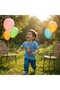 Children's Crew Neck Unisex Flying Balloons Printed T-Shirt - 2