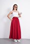 Long Double Pocket Elastic Waist Poplin Anti-Sweat Fabric Flared Skirt Length (90) cm - 6