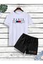 Paris Je t'Aime T-Shirt Shorts Combo Set - White Black Printed Oversized Crew Neck - 3