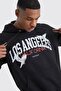 Los Angeles Eagle Tracksuit - Black Printed Suit Jogger Sweatshirt Elastic Leg Hooded - 3