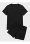 Teddy Bear Pattern T-Shirt Shorts - Black Shorts T-Shirt Top and Bottom Set Printed Crew Neck - 2