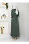 Hijab Crepe Self-Belted Handle Wide Dress - 7