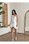 Soft Satin One Shoulder One Sleeve Asymmetrical Tiered Wavy Mini Cocktail Occasion Evening Dress - 5