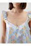 Blue V-Neck Satin Women's Pajama Set with Shorts - 3