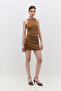 Zipper Detailed Sleeveless Crop Top Woven Blouse - 4