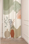 Floral Bohemian Minimalist Leaf Vase Beige Patterned Special Design Digital Printed (Single Wing) Background Curtain