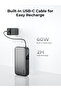 20,000mAh 100W PD Compact Size, Fast Charging Power Bank with Built-in USB-C Cable PB-Y48-GY - 5