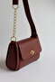 Women's Flap Shoulder Bag – Adjustable Strap Chain Detail - 6