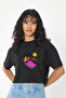 Women's Crew Neck Hello Summer Printed Crop T-Shirt