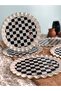 Checkerboard Patterned Curved Serving Plate 6 Pieces - 4